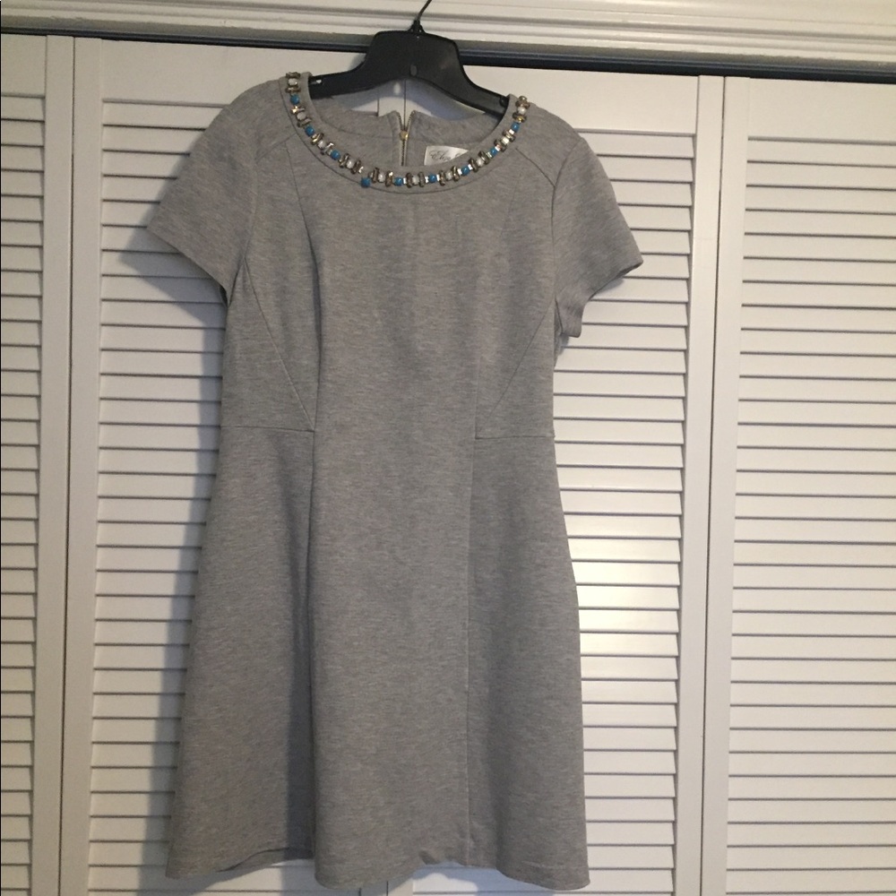 Gray Tailored Dress with Jewel neckline, size 10
